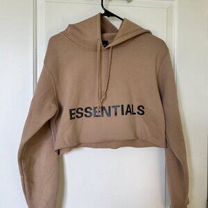 Small Essentials Fear of God Cropped nude hoodie-
